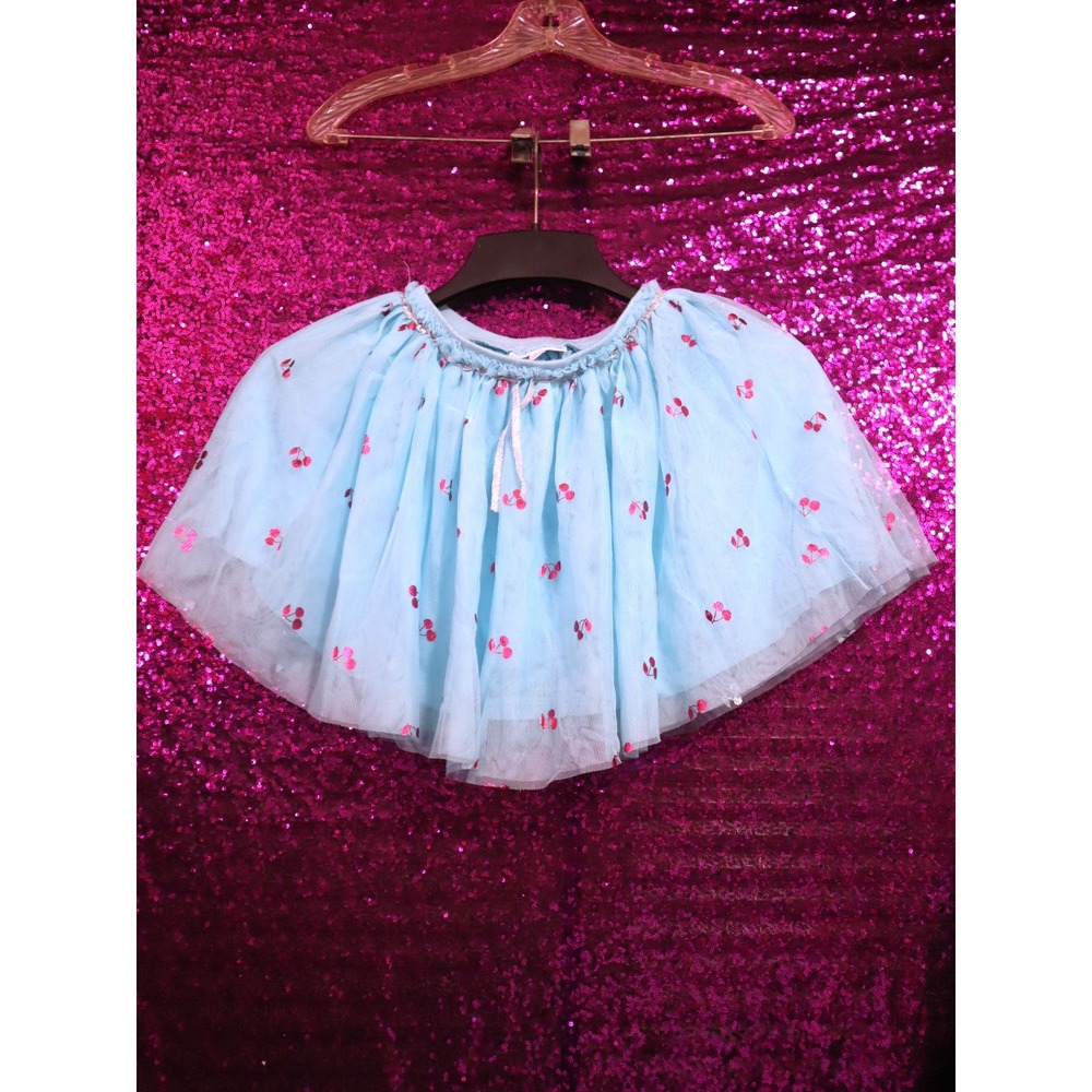 Light Blue Tulle Skirt 6 Rockets Of Awesome Kids Cherry Print Silver Waistband